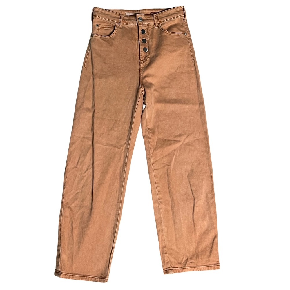 Anthropologie Pilcro High Rise Wide Leg Jeans Orange Terra Cotta Size 27